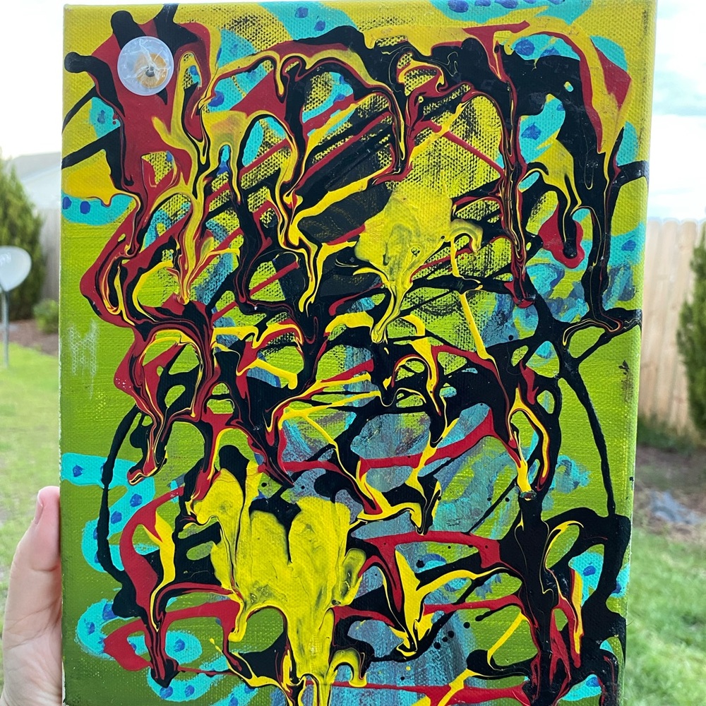 Spooky Abstract Hand painted Original Canvas Acrylic Drip Painting Artwork